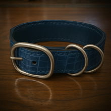 Load image into Gallery viewer, Dog Collar with Genuine Blue Alligator leather