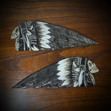 Load image into Gallery viewer, Heat Shield &amp; Artabyss Design Studio Warrior Skull Tank Emblem, Fits Indian Roadmaster, Chieftain, Springfield &amp; Chief Clearance Sale