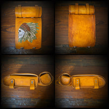 Load image into Gallery viewer, Motorcycle Luggage Rack Bag with Detachable Tool Bag, Custom Art, Indian Tan