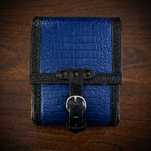 Load image into Gallery viewer, Sissy Bar Bag - Alligator Print Leather, On Black Leather