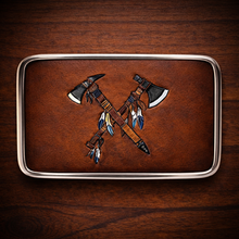 Load image into Gallery viewer, Belt Buckle Custom Art On Brown Leather