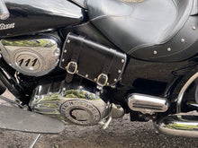 Load image into Gallery viewer, Heat Shield - Custom Art, Double Pouch, Metal Studs, &amp; Suede Backing, You Choose the Color of Stitching- Fits Indian Chief, Chieftain, Springfield and Roadmaster