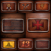 Load image into Gallery viewer, Belt Buckle Custom Art On Brown Leather