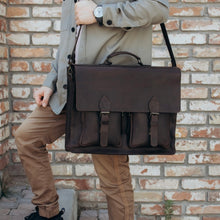 Load image into Gallery viewer, Leather Business Messenger Bag, Brown