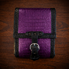 Load image into Gallery viewer, Sissy Bar Bag - Alligator Print Leather, On Black Leather