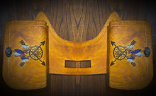 Load image into Gallery viewer, Heat Shield - Dream Catcher &amp; Cross Arrows, Tan, Double Pouch, Fits Indian Chief, Chieftain, Springfield, Vintage and Roadmaster