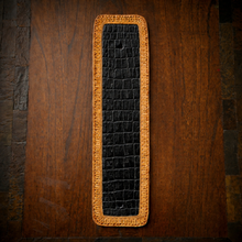 Load image into Gallery viewer, Front Fender Bib, Multiple Colors Of Alligator Print Leather, On Indian Tan Leather, Made To Fit Any Bike