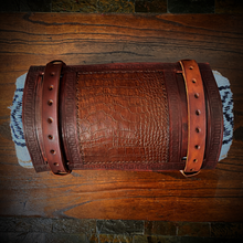 Load image into Gallery viewer, Bedroll for Motorcycles - Generation 2, Alligator Print Leather, On Brown Leather