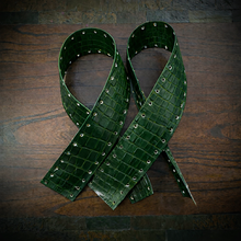 Load image into Gallery viewer, Leather Alligator Print, Wraps For Handlebars, Highway Bars/Crash bars, Front Or Rear Custom Color (Ships Now)