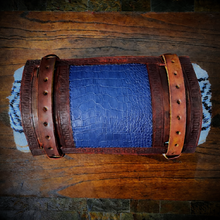 Load image into Gallery viewer, Bedroll for Motorcycles - Generation 2, Alligator Print Leather, On Brown Leather