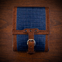 Load image into Gallery viewer, Rear Crash Bar Bag - Alligator Print Leather, On Brown Leather