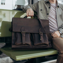 Load image into Gallery viewer, Leather Business Messenger Bag, Brown
