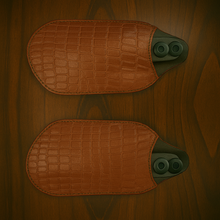 Load image into Gallery viewer, Leather Covered Handlebar Hand Guards Custom Colors Alligator Print