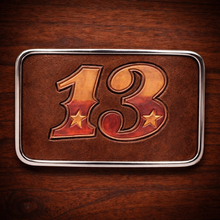 Load image into Gallery viewer, Belt Buckle Custom Art On Brown Leather
