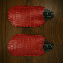 Load image into Gallery viewer, Leather Covered Handlebar Hand Guards Custom Colors Alligator Print