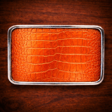 Load image into Gallery viewer, Belt Buckle With Genuine Alligator Leather (Ships Now)