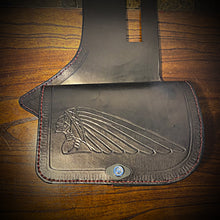 Load image into Gallery viewer, Heat Shield - Black Skull Warbonnet, Black, Double Pouch, Fits Indian  Chief, Chieftain, Springfield, Vintage and Roadmaster