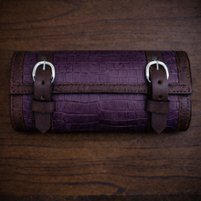 Load image into Gallery viewer, Tool Bag for Motorcycles - Alligator Print Leather, On Brown Leather