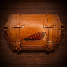 Load image into Gallery viewer, Motorcycle Trunk Bag, Female Warbonnet, Fits All Brands of Motorcycles w/ A Rear Luggage Rack