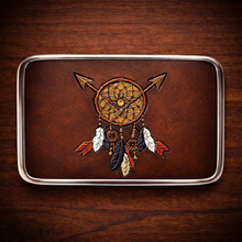 Load image into Gallery viewer, Belt Buckle Custom Art On Brown Leather