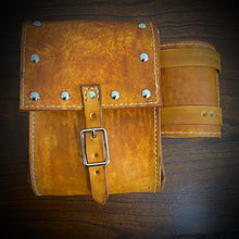Load image into Gallery viewer, Rear Crash Bar Bag w/ Fuel Bottle/Cupholder - W/ Dome Studs, No Art, Indian Tan