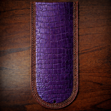 Load image into Gallery viewer, Fender Bib - Choice Of Alligator Print Leather Color, On Brown Leather, Made To Fit Any Bike