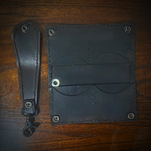 Load image into Gallery viewer, Long Biker Exotic Leather Wallet - Genuine African Buffalo, Blue (Ships Now)