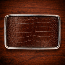 Load image into Gallery viewer, Belt Buckle With Genuine Alligator Leather (Ships Now)