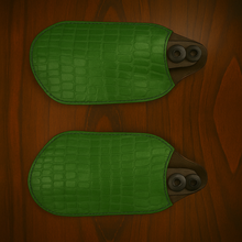 Load image into Gallery viewer, Leather Covered Handlebar Hand Guards Custom Colors Alligator Print