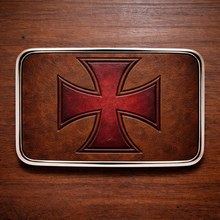 Load image into Gallery viewer, Belt Buckle Custom Art On Brown Leather