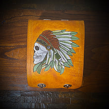Load image into Gallery viewer, Motorcycle Luggage Rack Bag, Willow Green Colorful Native Skull Art