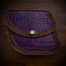 Load image into Gallery viewer, Swing Arm Bag - Fits Indian Scout &amp; Chief Models, With Alligator Print, On Brown Leather
