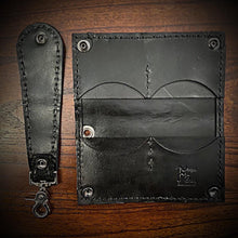 Load image into Gallery viewer, Long Biker Exotic Leather Wallet with Chain - Genuine Black Python
