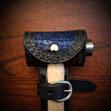 Load image into Gallery viewer, Ball Peen Hammer Carrier for Motorcycles, Alligator Print Leather On Black Leather