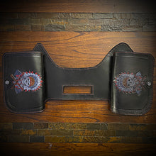 Load image into Gallery viewer, Heat Shield - Native Skull w/ Tomahawks, Black, Double Pouch, Fits Indian Chief, Chieftain, Springfield, Vintage and Roadmaster