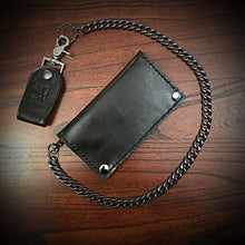 Load image into Gallery viewer, Long Biker Leather Wallet with Chain - Custom Art, Black