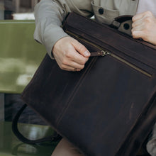 Load image into Gallery viewer, Leather Business Messenger Bag, Brown