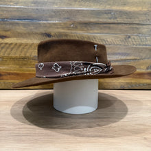 Load image into Gallery viewer, Fedora, Brown Felt, Brown Bandana
