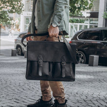 Load image into Gallery viewer, Leather Business Messenger Bag, Black