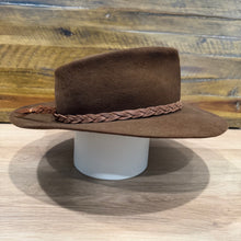 Load image into Gallery viewer, Fedora, Brown Felt, Brown Distressed Leather Braid
