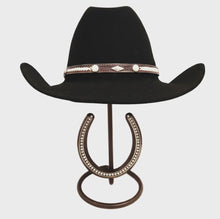Load image into Gallery viewer, Metal Hat Stand W/ Rhinestone Horseshoe Rust Finish