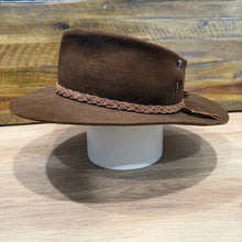 Load image into Gallery viewer, Fedora, Brown Felt, Brown Distressed Leather Braid
