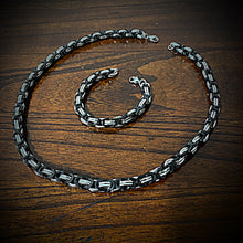 Load image into Gallery viewer, 24" Black &amp; Stainless Steel Necklace &amp; Bracelet Combo