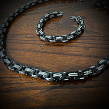 Load image into Gallery viewer, 24" Black &amp; Stainless Steel Necklace &amp; Bracelet Combo