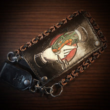 Load image into Gallery viewer, Long Biker Leather Wallet with Chain - Custom Art, Black