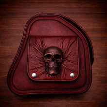 Load image into Gallery viewer, Motorcycle Trunk Bag, Nightmare Skull Fits All Brands of Motorcycles w/ Rear Luggage Rack, Red