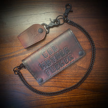 Load image into Gallery viewer, Long Biker Leather Wallet with Chain - Bad MotherF**, Brown