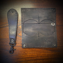 Load image into Gallery viewer, Long Biker Leather Wallet with Chain, The Nightmare, Black
