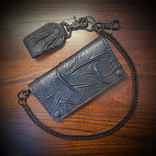 Load image into Gallery viewer, Long Biker Leather Wallet with Chain, The Nightmare, Black