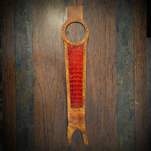 Load image into Gallery viewer, Tank Bib - Fits Indian Scout, Custom Colors Alligator Print Over Tan Leather